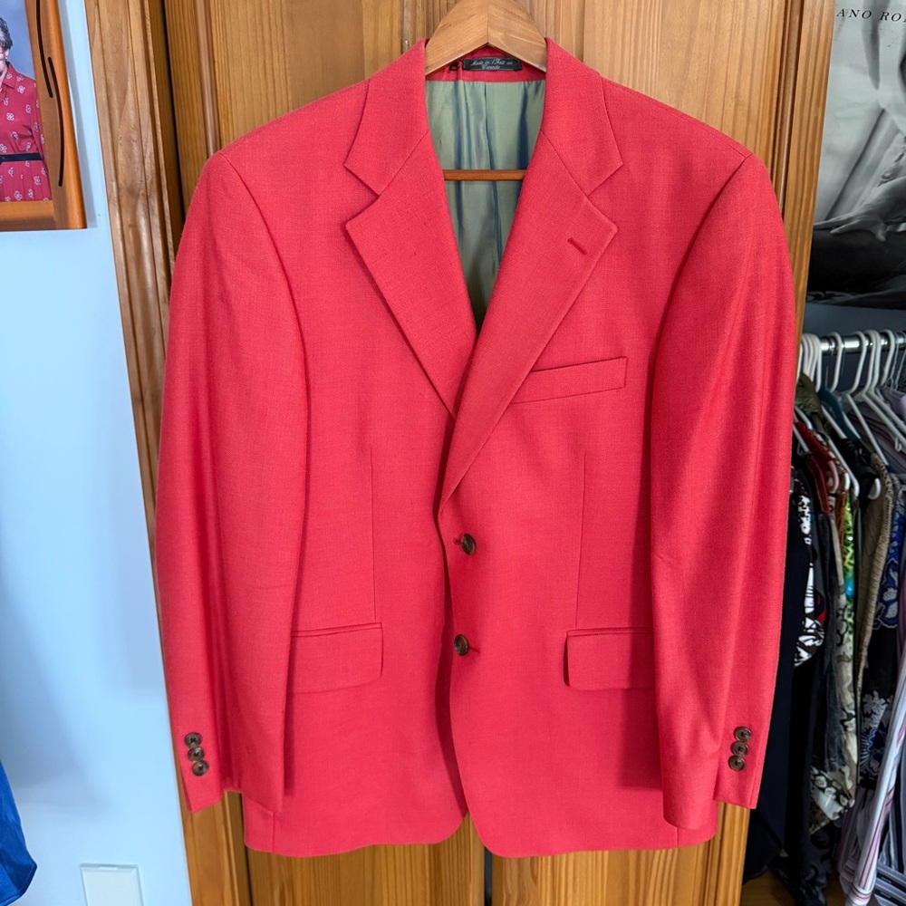 Alan Flusser Men’s Blazer Sport Coat Jacket 40C-S Pink Salmon Coral Vintage
